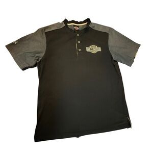 Harley Davidson Motorcycles Orlando Short Sleeve‎ Henley Polo Shirt Mens L Black